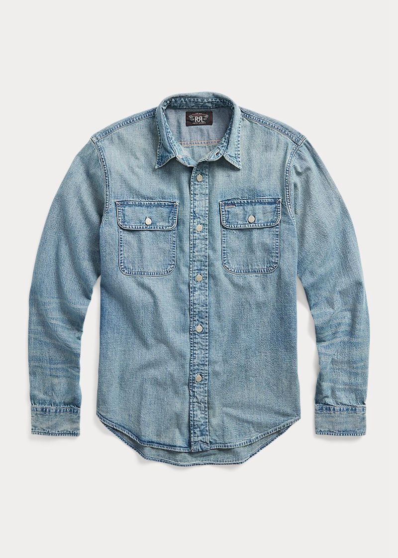 RRL シャツ メンズ 青 インジゴ デニム Work QYWEF6820